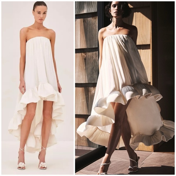 Alexis Dresses & Skirts - Alexis Alfi Ruffled High Low Dress Gown White SZ L